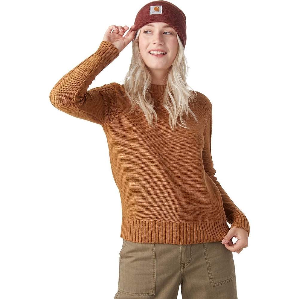 Brown Crew Neck Sweater with Chunky Knit